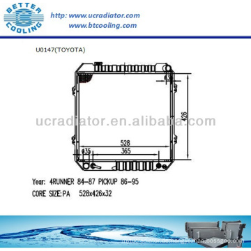 Autokühler für TOYOTA 84-87 4RUNNER/86-95 PICKUP 2.4L BEI OEM: 1640035100 1640035290 1640035370 1640035380